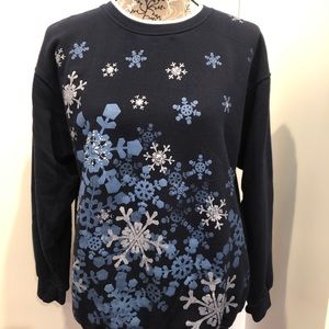 Navy blue snowflake embellished sweatshirt